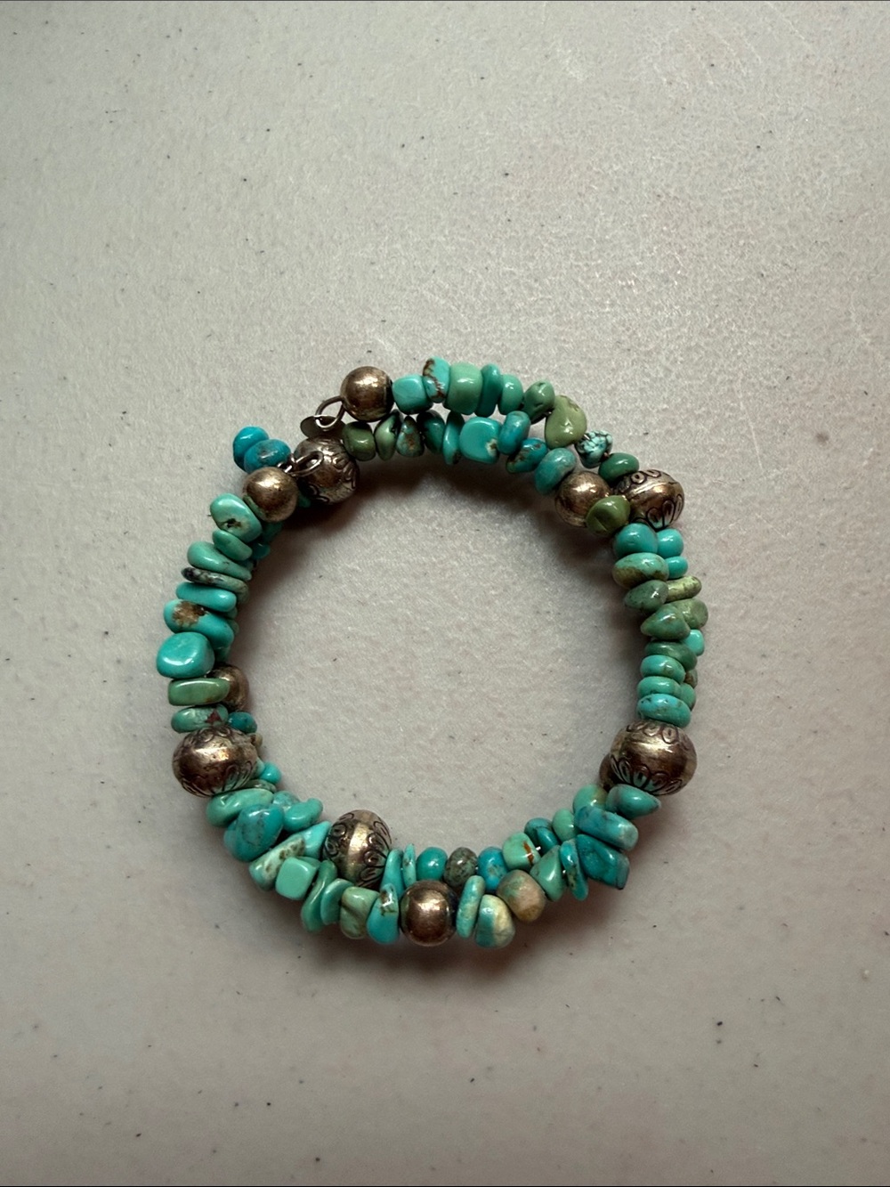 Carolyn Pollack Sterling Turquoise Chip Beaded Coil Bracelet